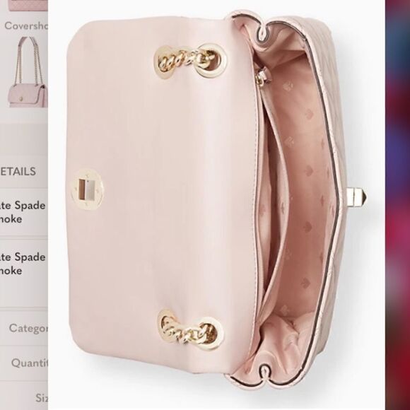 NWT Kate Spade Natalia Small Flap Crossbody Smooth Quilted Rose Smoke for Spring - Picture 4 of 7